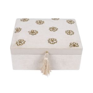 Boîtes à bijoux décoratives en velours bleu ciel, faites à la main, avec broderie Zari de style indien et travaux de couture et de broderie. - Product Image 3