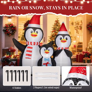 Famiglia di Pinguini Natalizi Gonfiabili Illuminati da 6 Piedi con Luci LED Integrate per Decorazioni Esterne Festive - Product Image 6