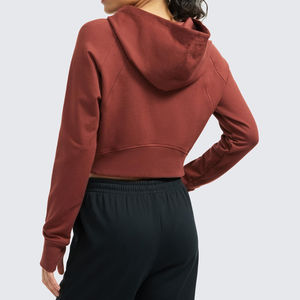 Sudaderas cortas con capucha para mujer, al por mayor, de alta calidad, últimas tendencias, de algodón, con logotipo personalizado, con cremallera, estilo urbano, servicio OEM. - Product Image 6