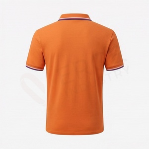 Men's <b>Orange</b> Short Sleeve Cotton Oxford <b>Polo</b> <b>Shirt</b> Embroidered Logo Casual Breathable Regular Fit Solid Design - Product Image 2