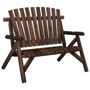 Banc de jardin en bois d'épicéa massif, durable, de taille moyenne, avec design en bois brûlé - Product Image 2