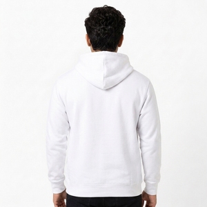 Sweat-shirt à capuche blanc pour homme, coupe classique, en molleton de coton, pull décontracté, design uni avec poche, vêtement d'hiver, doublure imperméable - Product Image 2