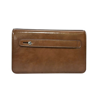 Dompet Kulit Mikrofiber Coklat Mengkilap Mewah Beena, Minimalis, Panjang, Resleting Ganda, Tahan Air, Banyak Slot Kartu
