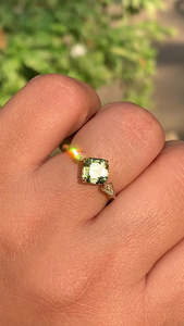 Emerald Cut Topaz Ring Filled Prong Setting Geometric Vintage Women's Engagement Style - Product Image 6