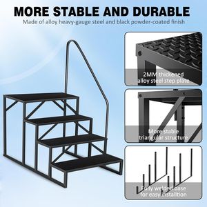 Scaletta per Piscina Rinforzata con Capacità di Carico di 300 kg, Gradini per Camper, Corrimano, Gradini per Vasca Idromassaggio - Product Image 4