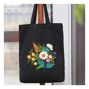 Good Quality Customized Flloral Pure Cotton Woven GOTS Certified Shopping All Match Handbag Foldable Reusable Canvas Tote Bags - Product Image 1