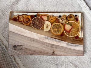 DOOR SQUARE WOOD <b>EPOXY</b> RESIN TRAY Fabulous Decorative Design for Serving Food in Kitchen Restaurants Home Use - Product Image 2