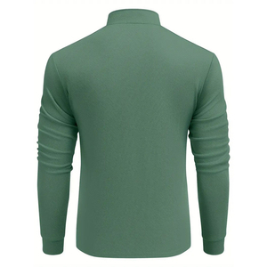 Men's Long Sleeve Quarter-<b>Zip</b> Slim-Fit Solid Color Knitted 100% Cotton Quick-Dry Soft Stretch Breathable Lightweight Casual - Product Image 4