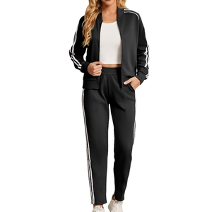 Ensemble de survêtement décontracté 2 pièces pour femme avec haut zippé et taille élastique – Survêtement coupe-vent de haute qualité pour femme - Product Image 3