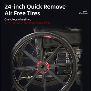 Sedia a rotelle pieghevole manuale da 18 e 24 pollici con freni a mano anteriori e posteriori, ruote posteriori a sgancio rapido Bright Sil - Product Image 4