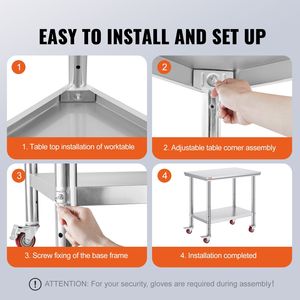 Tavolo da lavoro in acciaio inossidabile per impieghi gravosi 36x24 pollici tavolo da lavoro commerciale cucina ristorante cibo preparazione piano di lavoro 4 ruote acciaio fabbricazione - Product Image 6
