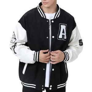 Chaqueta Varsity IBEX Personalizada de Mezcla de Lana, Chaqueta Letterman con Bordado de Parches, Cuello Alto y Botones, Estilo Urbano - Product Image 1