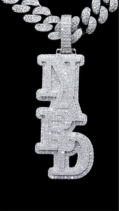 Pendentif Lettre Nerd Plaqué Argent Coquillage Vintage Thème Hip Hop Breloque Cadeau Unisexe Style Micro-Incrustation Diamant Rond - Product Image 2