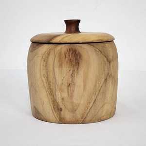 Classic Wooden <b>Jar</b> with Lid 250mL Round Capacity Eco-Friendly Food Container <b>for</b> <b>Kitchen</b> Counter <b>Storage</b> - Product Image 4