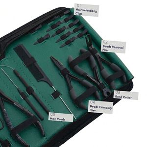 Kit d'outils professionnels en acier inoxydable pour extensions capillaires – Pince à sertir les perles à 2 trous, outil d'ouverture et de fermeture des boucles de cheveux, extensions de queue de cheval - Product Image 6