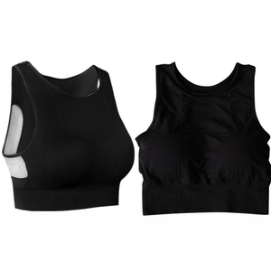 Breathable High Support Anti-Bacterial Quick Dry Breast <b>Binder</b> Zipper Flat Top Sports <b>Bra</b> for Women Plus Size Pads 3-Piece Set - Product Image 1