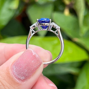 Sapphire Blue Pear <b>Cut</b> Moissanite Ring Side White Pear <b>Cut</b> <b>Stones</b> White Gold Engagement Ring 10K Solid Gold Ring Gift <b>For</b> Women - Product Image 6