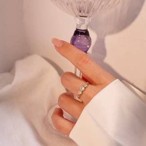 Zircon <b>Ring</b> 925 <b>Sterling</b> <b>Silver</b> 14K Gold Plated <b>Adjustable</b> Dainty <b>Ring</b> Gift For Her Jewelry - Product Image 6