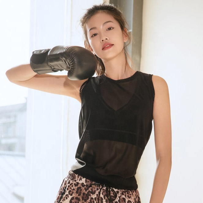 High Quality 95% Polyester 5% Spandex Lightweight Relaxed Fit Active Tank Tops Fitness Sleeveless Tunics Yoga Flowy For Women