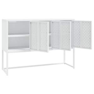Credenza Rettangolare in Acciaio Bianco con Livellatori Medi, Pratico Mobile per la Casa - Product Image 4