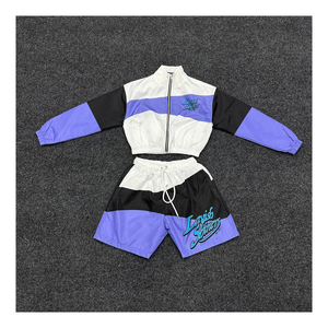 Conjunto Deportivo Lavish Skaters Color Block, Chaqueta con Cremallera de Manga Larga y Pantalones Cortos Deportivos, Unisex, Adulto, Verano, Ligero, Poliéster, 2 Piezas - Product Image 1