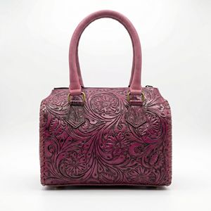 Magnifique sac de sport mini Speedy en cuir véritable 100% avec motifs floraux sculptés à la main, cartes d'as, luxe et sport - Product Image 1