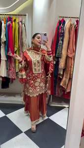 PinkCityBlocks - Traje Salwar Kameez Tradicional para Mujer, en Georgette, Corte Entallado, para Bodas Indias/Pakistaníes, Fiestas de Invierno - Product Image 3