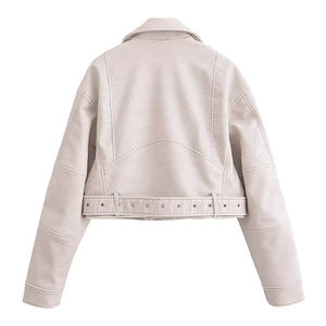 Promotion Nouvelle Mode Veste Courte en Cuir et Vrai Mouton pour Femme, Blouson Bomber et Veste Universitaire - Product Image 6