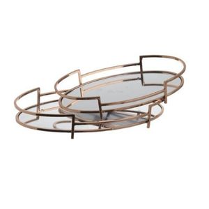 Gold <b>Mirrored</b> Trays Wedding <b>Table</b> Centerpiece Decorative Luxury Serving Tray Mirror Base Metal Rectangle Perfume <b>Vanity</b> Tray - Product Image 4