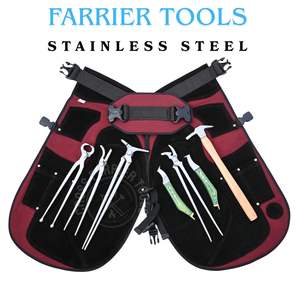 Kit d'outils professionnels de fermeur avec tablier, écarteur de sabots, crochets crocodiles et courbes, marteau à clous, couteau de coupe et de dégrossissage - Product Image 6