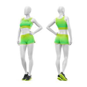 Customized Women's Plus Size Eco Friendly Four Way Stretch Lightweight Breathable Custom Printed Shorts Activewear Yoga Wear Set - Product Image 4