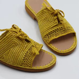 รองเท้ารัดส้นราฟเฟียธรรมชาติ, รองเท้าทำมือ, รองเท้าราฟเฟีย, รองเท้าแตะฤดูร้อน, รองเท้าฤดูร้อนสำหรับผู้หญิง, รองเท้าชายหาด, รองเท้าแตะโมร็อกโก - Product Image 1