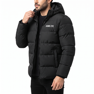 Veste matelassée pour homme, à capuche, fermeture éclair intégrale, épaisse, rembourrée, manteau d'hiver chaud, veste décontractée pour l'extérieur, couleur unie, doudoune pour homme - Product Image 5