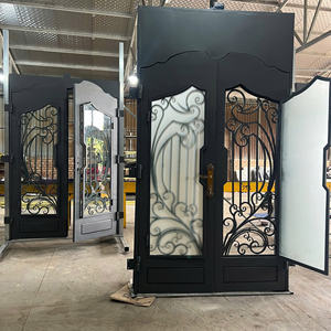 Porte d'entrée commerciale décorative en fer forgé pour entrée principale, durable, sécurisée, marque TTD, garantie 3 ans, étanche - Product Image 1