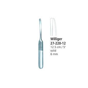 เครื่องมือผ่าตัดแบบใช้มือ Williger Orthodontic Periosteal Elevator ขนาด 12.5 ซม. ด้ามจับแบบมีลายกันลื่นขนาด 6 มม. - Product Image 1