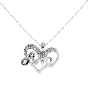 Ajretail - Colgante de Corazón con Diamantes de 0.24 Quilates en Oro de 14K, Diseño con Letras de Amor, Elegante, Claridad VS-SI, Diamantes HI - Product Image 3