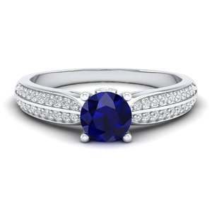REYES Premium Quality 925 Sterling <b>Silver</b> GRA Certified Moissanite <b>Solitaire</b> <b>Ring</b> Round Cut Blue Sapphire Gemstone Fine Jewelry - Product Image 5