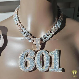 Luxury 18K Gold Plated SPE Letter <b>Necklace</b> Full Iced Out Lab Grown Diamond Pendant Hiphop Style Jewelry for Men - Product Image 6