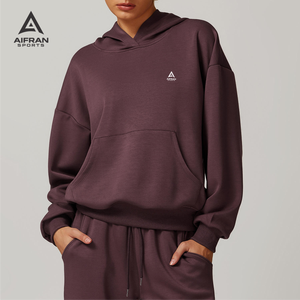 Sudadera con Capucha Extra Grande de Lujo para Mujer AIFRAN, con Logotipo Personalizado, 400g, Algodón Grueso, Sudadera Deportiva Ligera para Gimnasio, Venta al Por Mayor - Product Image 1