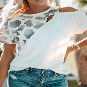 Camiseta de moda con estampado de vaca y hombros descubiertos, estilo casual y holgado, de manga corta para damas, en oferta en Temu. - Product Image 4