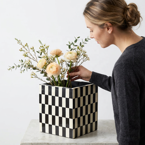 Natural Bone & Resin Inlay Flower <b>Vase</b> Creative Look Wedding Decor Floor Use Artificial Flower Compatible Home Decor - Product Image 1