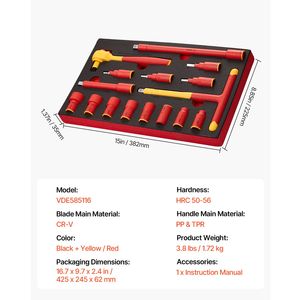 Ensemble de clés isolées de 16 pièces pour réparation électrique 1000V - Product Image 2