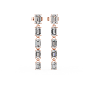 Boucles d'oreilles pendantes linéaires en diamant de laboratoire certifié IGI, émeraude 10K/14K/18K/argent - Product Image 3