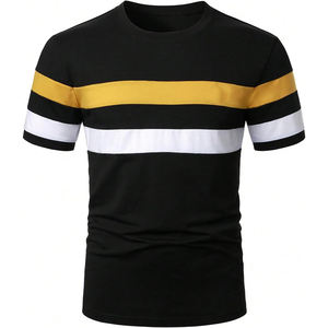 Customized High-end Summer Thin Cotton Short Sleeved T-<b>shirt</b> for <b>Men</b> Casual Cotton Round Neck Top With 2 Tone Color - Product Image 5