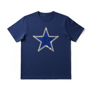 Wholesale Bling Rhinestone T <b>Shirt</b> Graphic Loose Fit Hip Hop <b>Mens</b> Tops Custom Print Diamond Gem Embellished Cotton Tee - Product Image 1