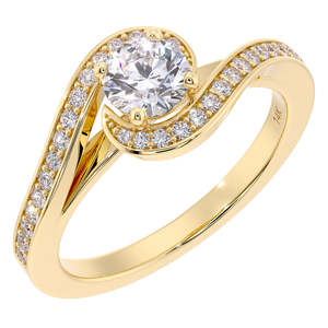 Anillo de Diamante Sintético Certificado por IGI, Corte Brillante Redondo, Color F, Claridad VS1, 1.50 Ct, Oro Amarillo de 14k, Estilo Pavé, Diamante CVD - Product Image 2
