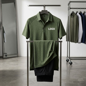 Polo de Punto de Manga Corta Gris Oscuro para Hombre con Logotipo Estampado en la Parte Delantera, de Secado Rápido y Estilo Casual - Product Image 6