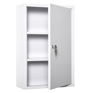 Armadietto Portamedicinali in Acciaio Bianco 24x16 a 3 Ripiani, Montabile a Parete con Serratura per Arredo Bagno - Product Image 2
