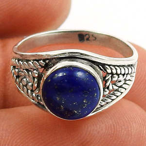 Elegante Anillo de Plata Hecho a Mano con Lapislázuli en Plata de Ley 925, Anillo con Engaste de Bisel para Bodas, Compromisos, Fiestas, Regalo - Product Image 3