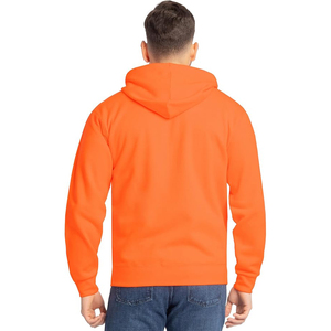 Men's Orange Hooded <b>Zip</b>-Up Sweatshirt Regular Fit Cotton Fleece Casual Autumn <b>Hoodie</b> with Front <b>Pocket</b> - Product Image 2